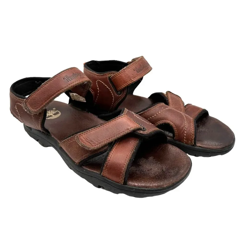 Timberland Men’s Sz: 10 Leather Adjustable Strappy Sandals Brown Open Toe 38526